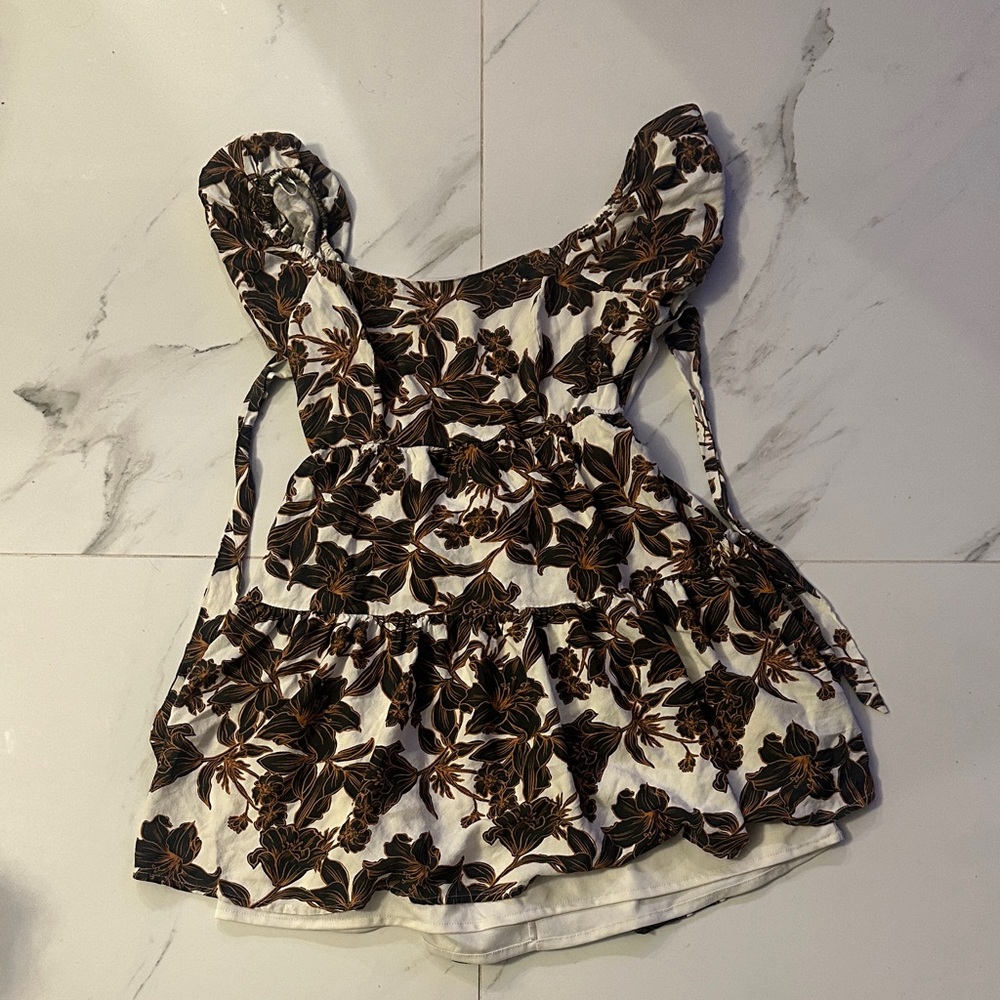 T.J.Maxx Black and Brown Floral Blouse